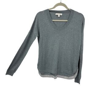 White + Warren Sweater Women Small Cotton Gray Long Sleeve Pullover Minimalist